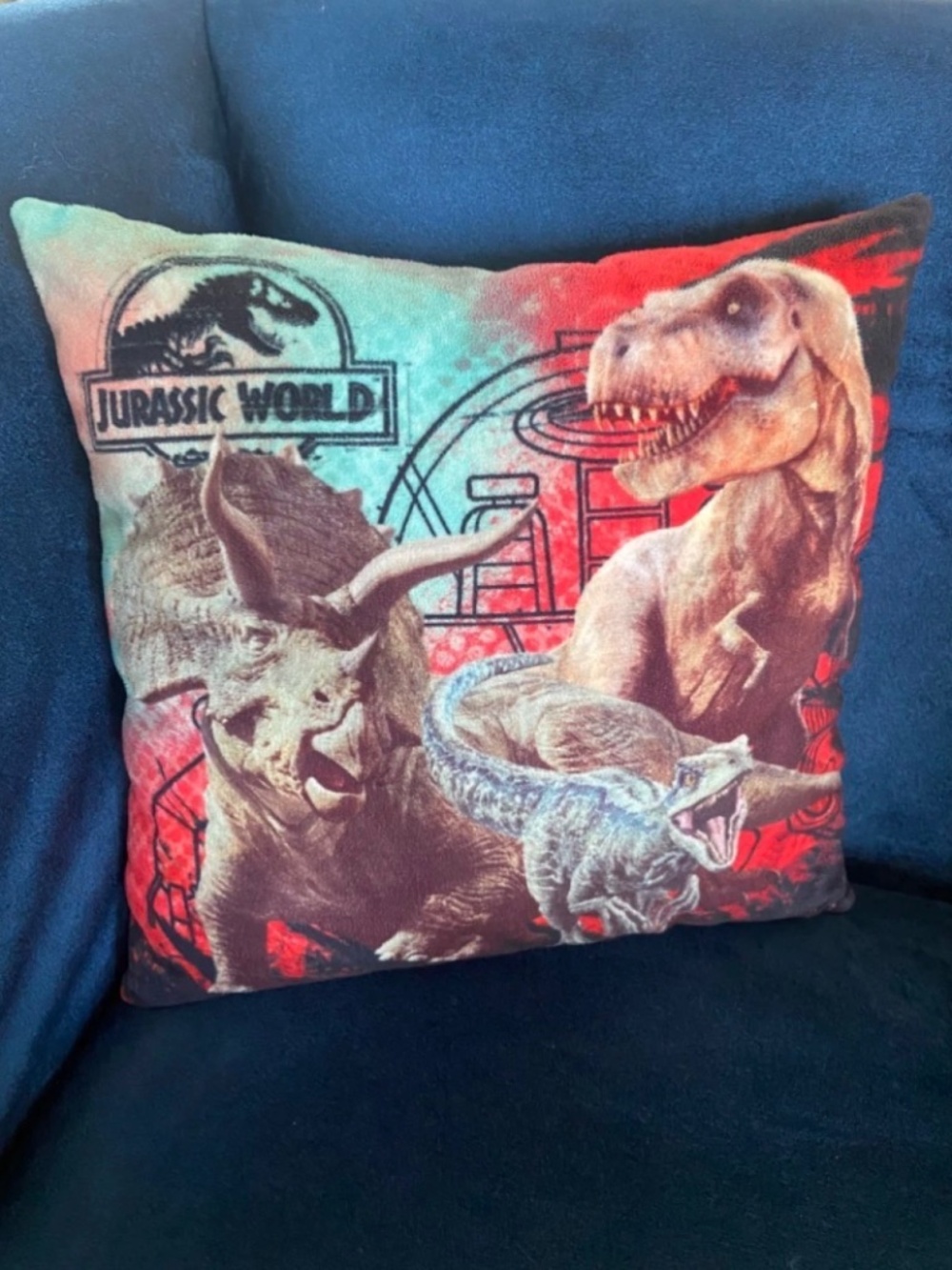 EUC: 12x12” Jurassic World Dinosaur Throw Pillow
